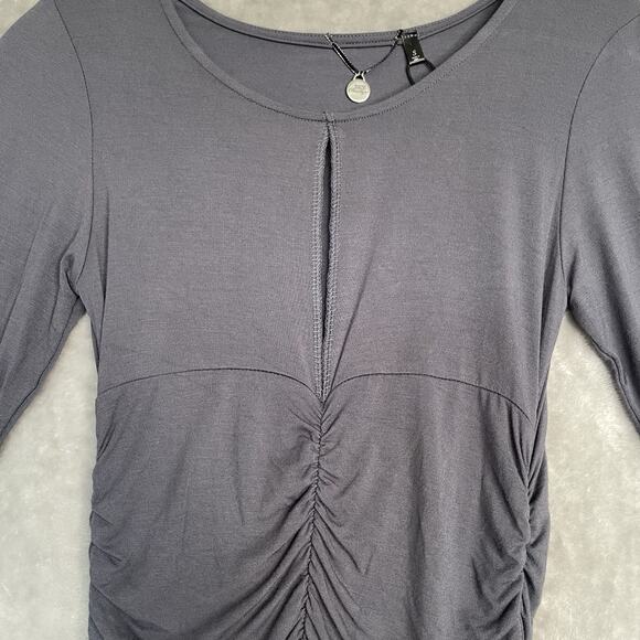 NEW BKE Buckle Club Top Womens Small Ruched Keyhole Long Sleeve Stretch READ - Picture 3 of 9